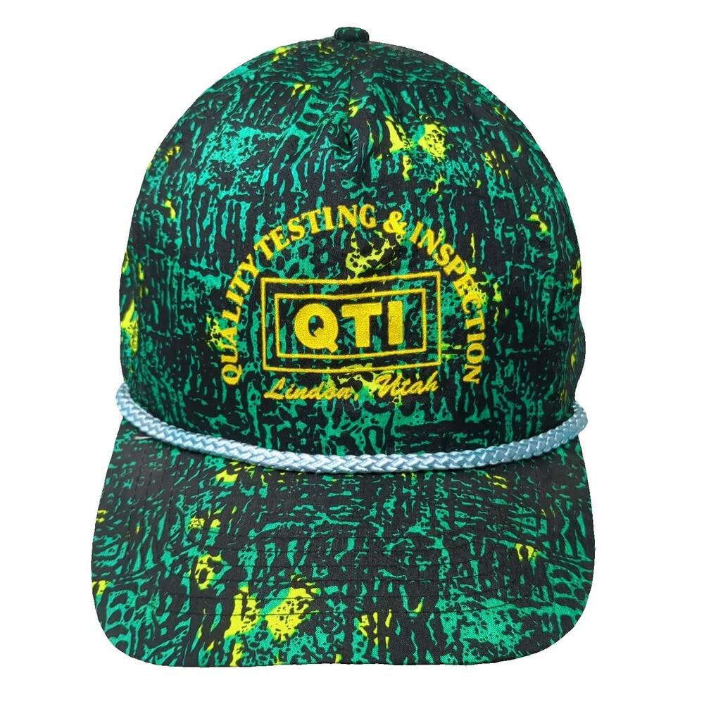 Winner 5 Panel Hat Green Black Yellow Blue Vintage Rope Brim QTI Lindon Utah